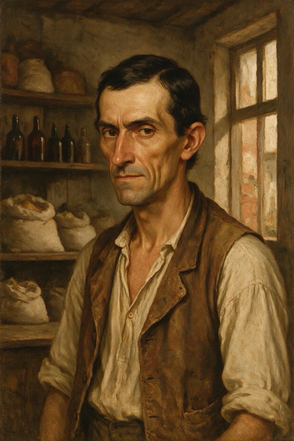 João Romão — O dono, o capital sem alma. Ilustração do personagem de O Cortiço, de Aluísio Azevedo.
