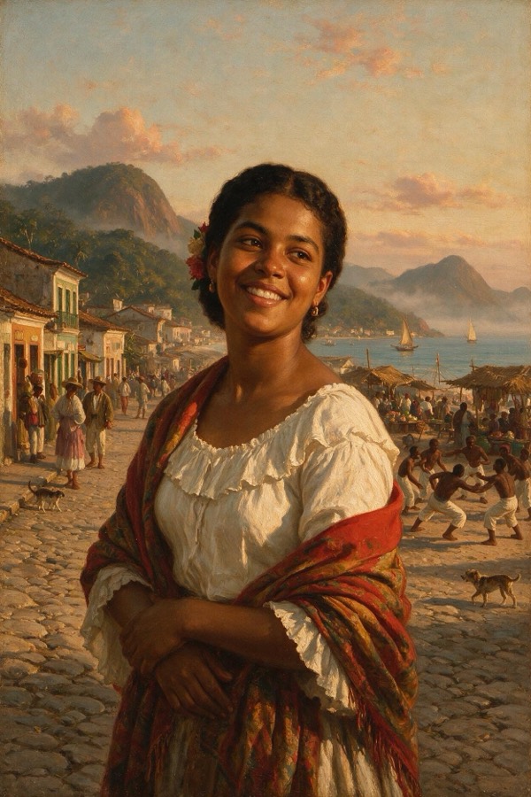 Rita Baiana — O Brasil mestiço, a força do meio. Ilustração do personagem de O Cortiço, de Aluísio Azevedo.
