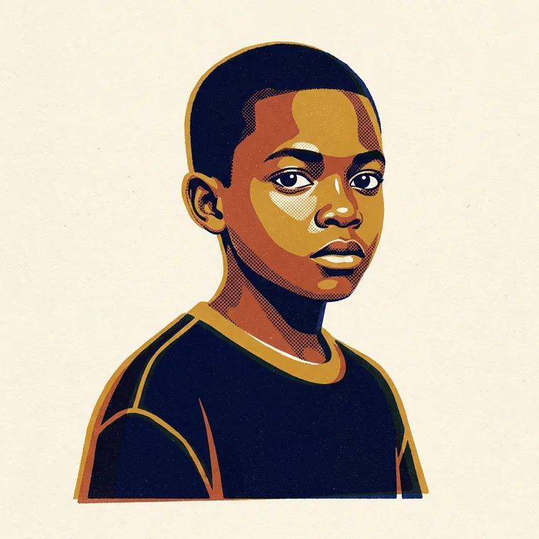 Retrato ilustrado de Aquiles, o filho adolescente
