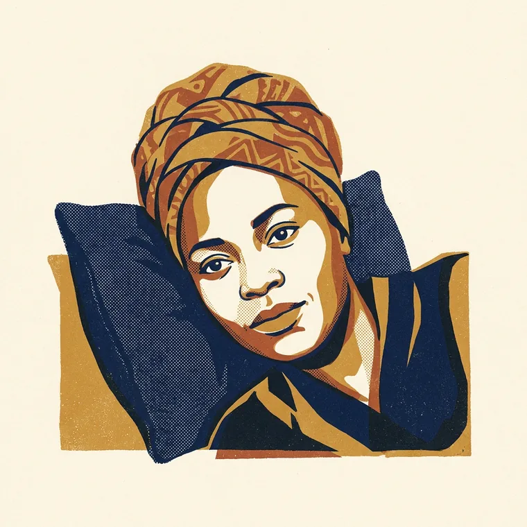 Retrato ilustrado de Glória, a mãe imobilizada em Luanda