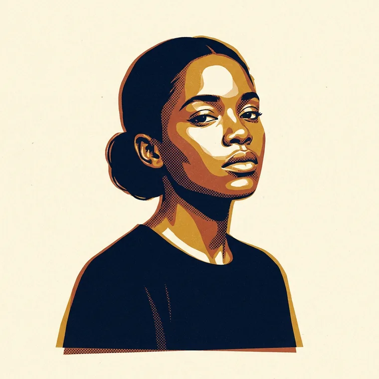 Retrato ilustrado de Justina, a filha que fica cuidando da mãe
